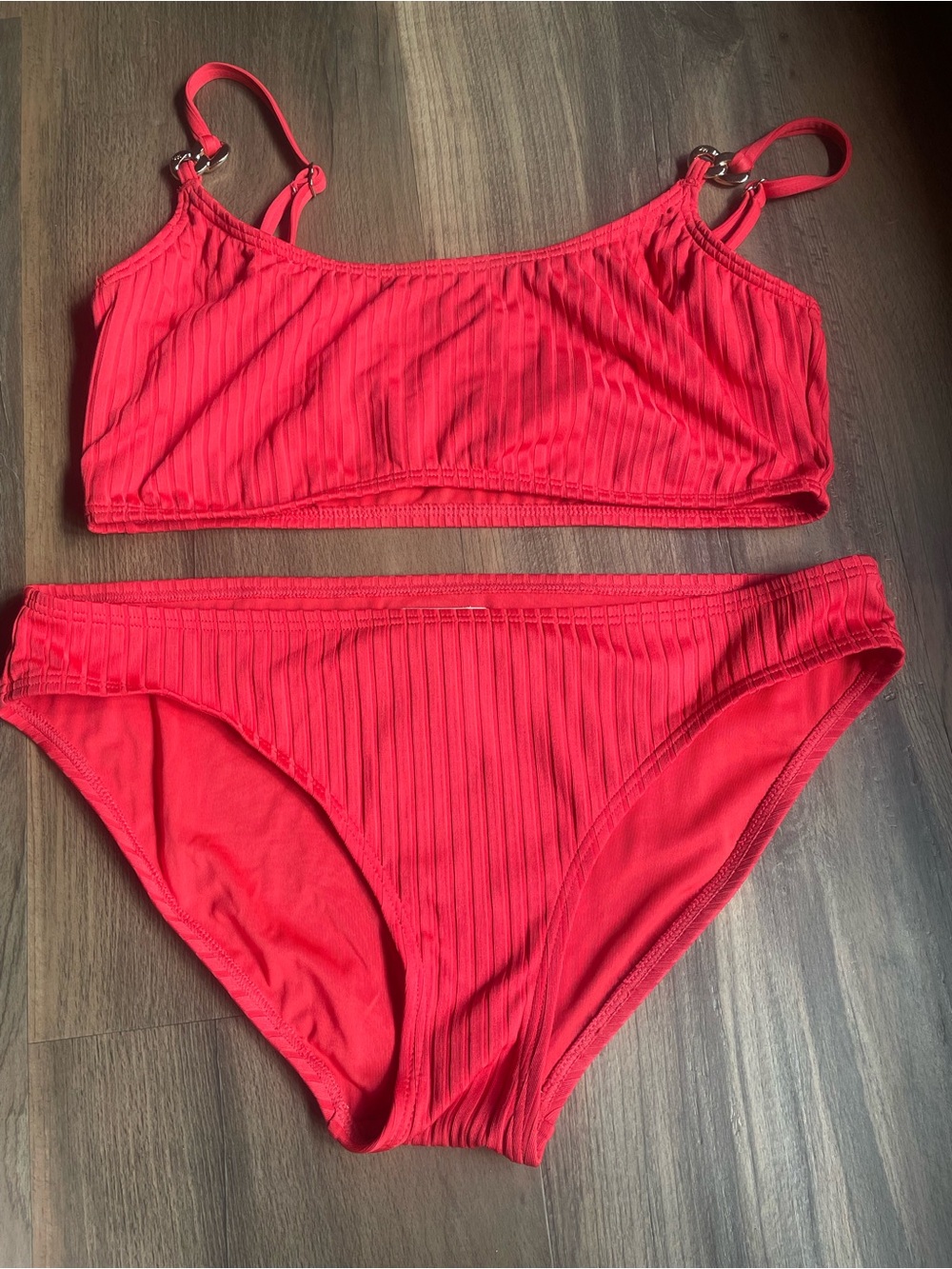 MICHAEL Michael Kors Bright Coral Ribbed Swim Top